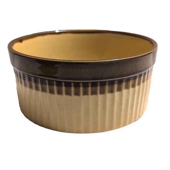 Set of 2 Vtg 60s T.G. Green "Granville" Casserole Bowls Brown/Honey Ribbed GUC - Picture 4 of 10